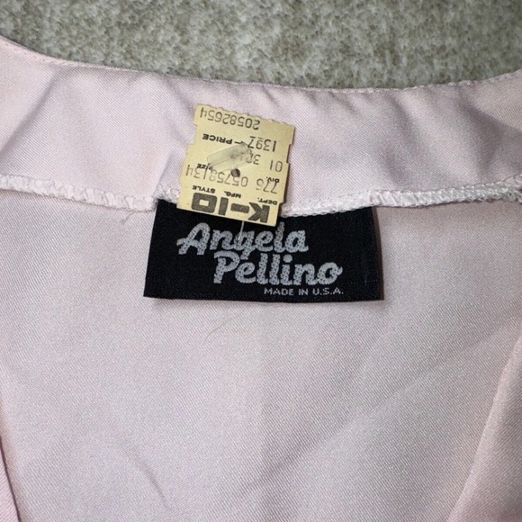 Vintage Blouse Floral Appliqué Women's Size 14 Pink Long Sleeve Button Shirt Top - Picture 4 of 9